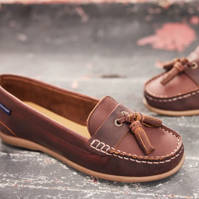 Chatham Pulau Premium Leather Women's Tassel Loafers - Dark Tan-4