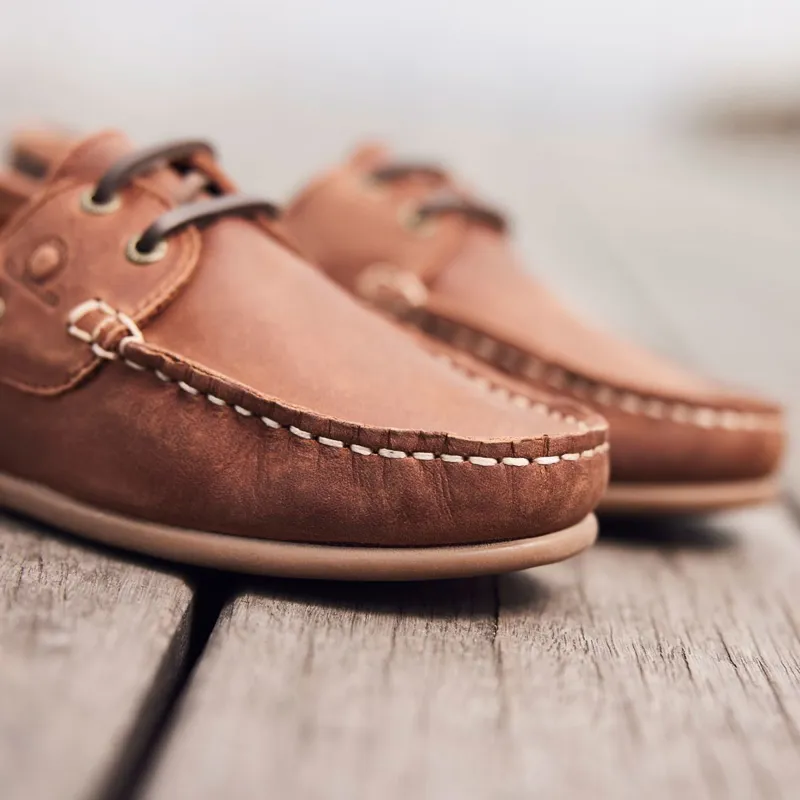 Chatham Penang Women's Leather Boat Shoes - Dark Tan-4