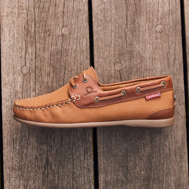 Chatham Penang Women's Leather Boat Shoes - Tan/Tan-9