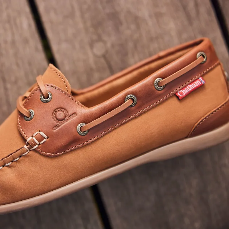Chatham Penang Women's Leather Boat Shoes - Tan/Tan-8