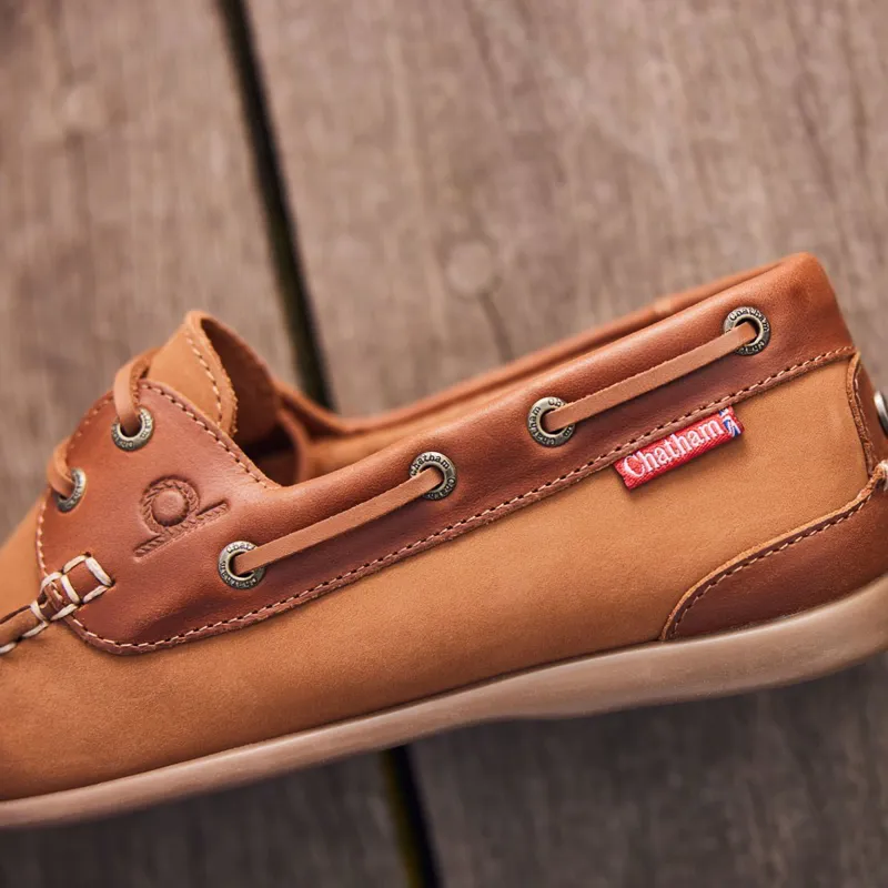 Chatham Penang Women's Leather Boat Shoes - Tan/Tan-7