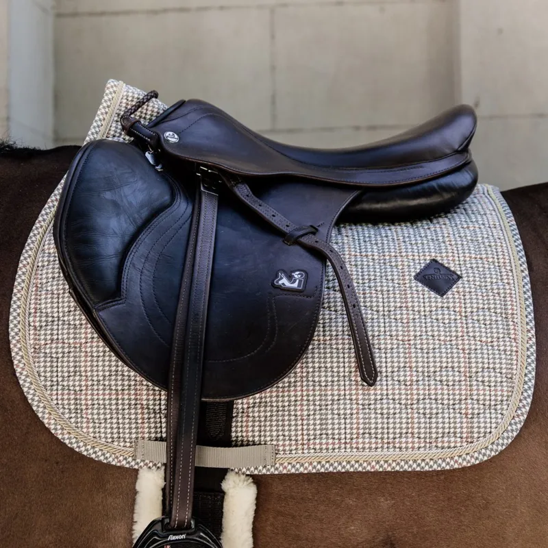 Kentucky Pied-de-Poule Jumping Saddle Pad - Beige-1