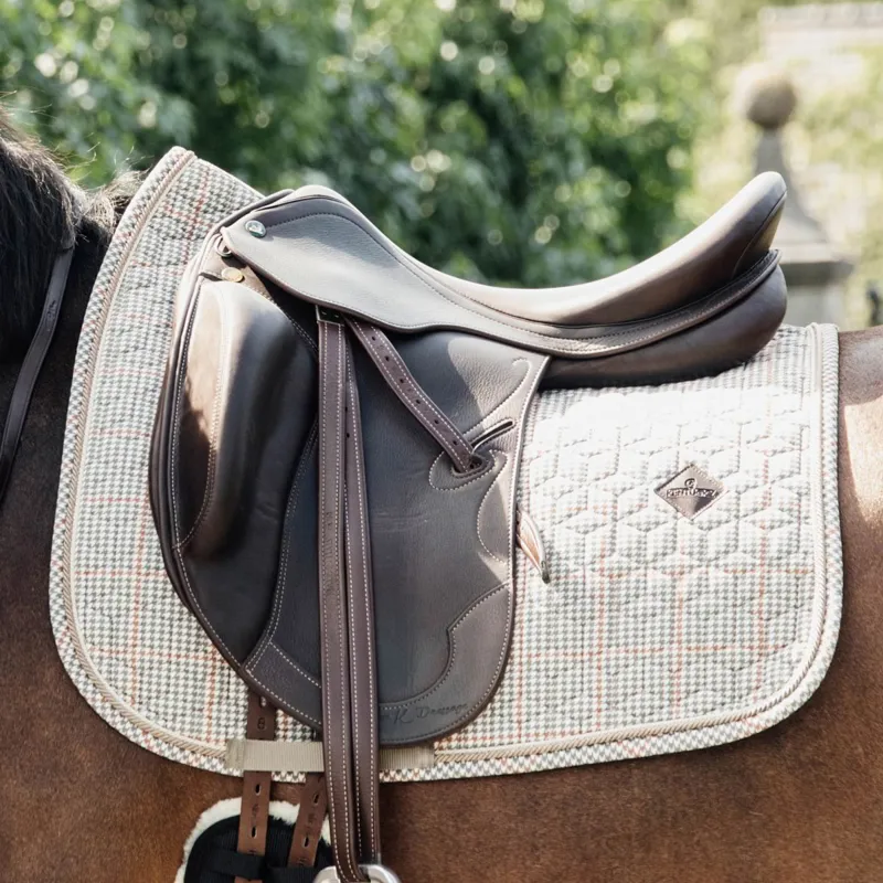 Kentucky Pied-de-Poule Dressage Saddle Pad Beige-1