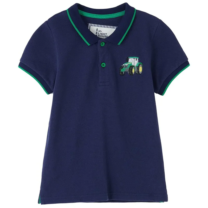 Lighthouse Pier Junior Boys Short Sleeve Polo Shirt - Navy/Green