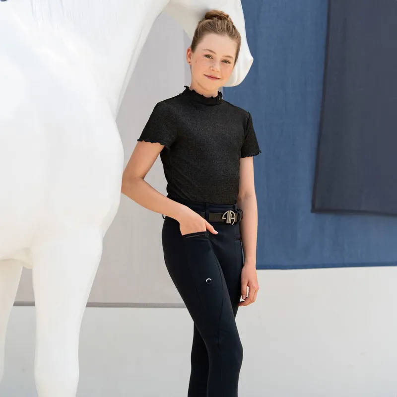 Pikeur Selection Rip 5211 Junior Girls T-Shirt - Black Lurex-2