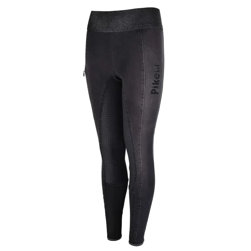 Pikeur Iona Grip Jeans Athleisure Girls Riding Tights - Denim Black