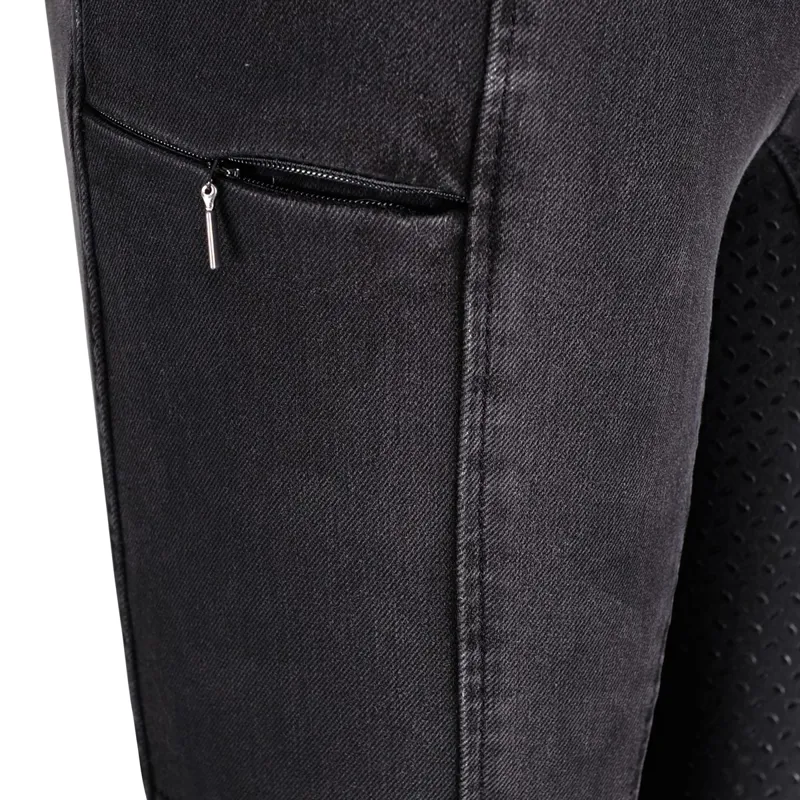 Pikeur Iona Grip Jeans Athleisure Girls Riding Tights - Denim Black-2