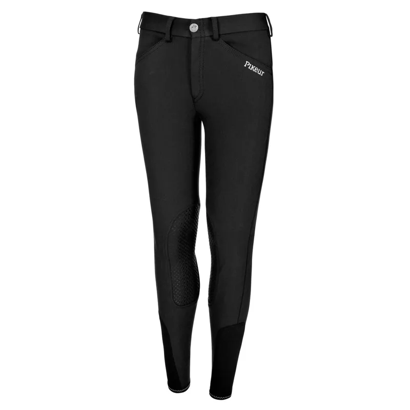 Pikeur Brooklyn Knee Grip Junior Girls Breeches - Black-1