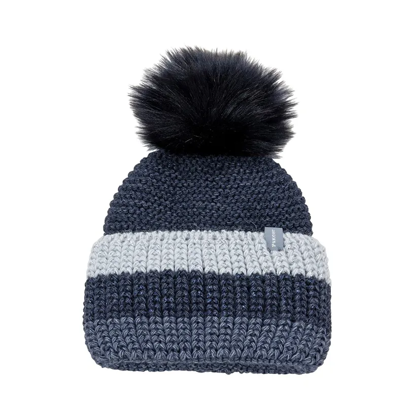 Pikeur Pom Hat Tri-Color - Navy/Dove Blue/Grey
