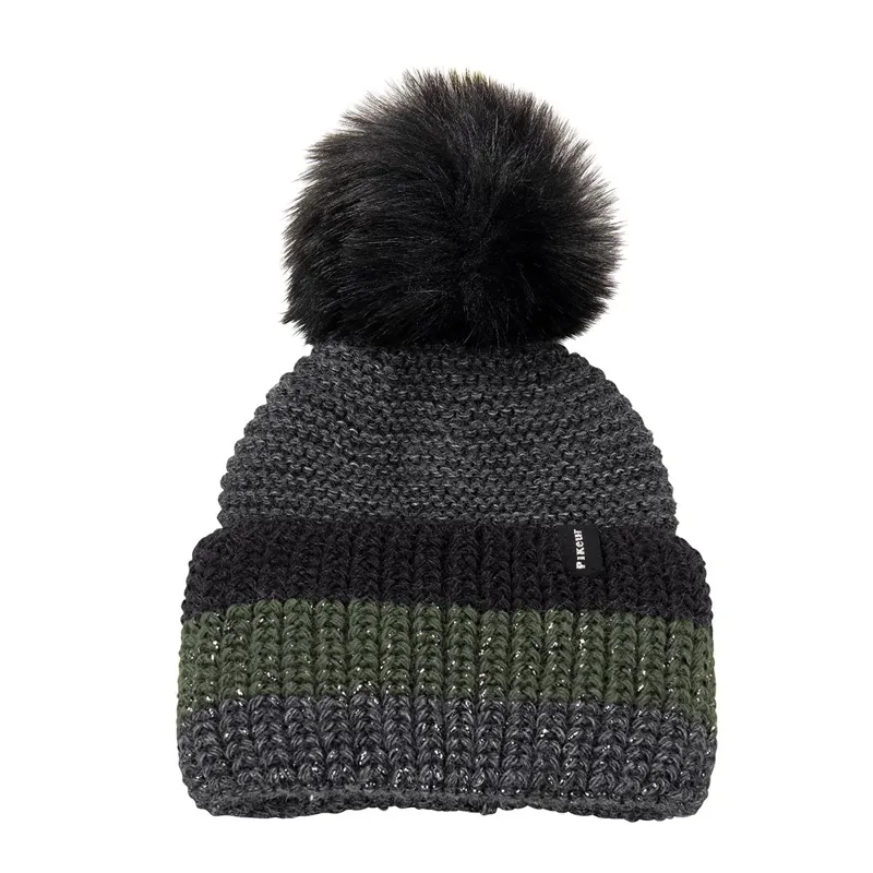 Pikeur Pom Pom Hat Tricolor-Anthracite/Ivy/Black