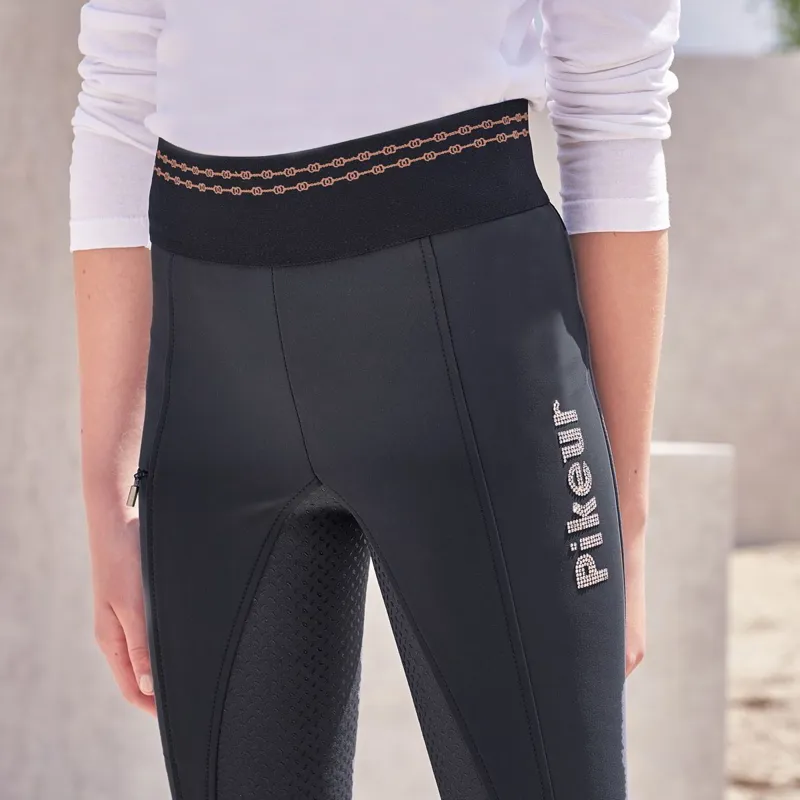 Pikeur Ida Athleisure Grip Full Seat Junior Riding Tights - Dark Shadow-3