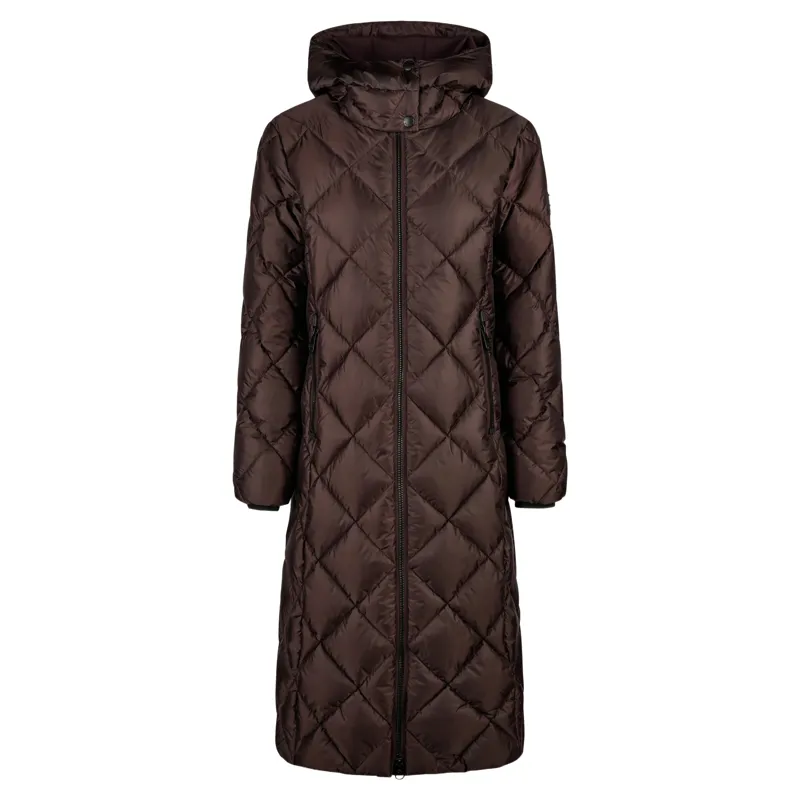 Pikeur Selection 2025 Diamond Quilted Women's Long Coat - Chocolate Brown