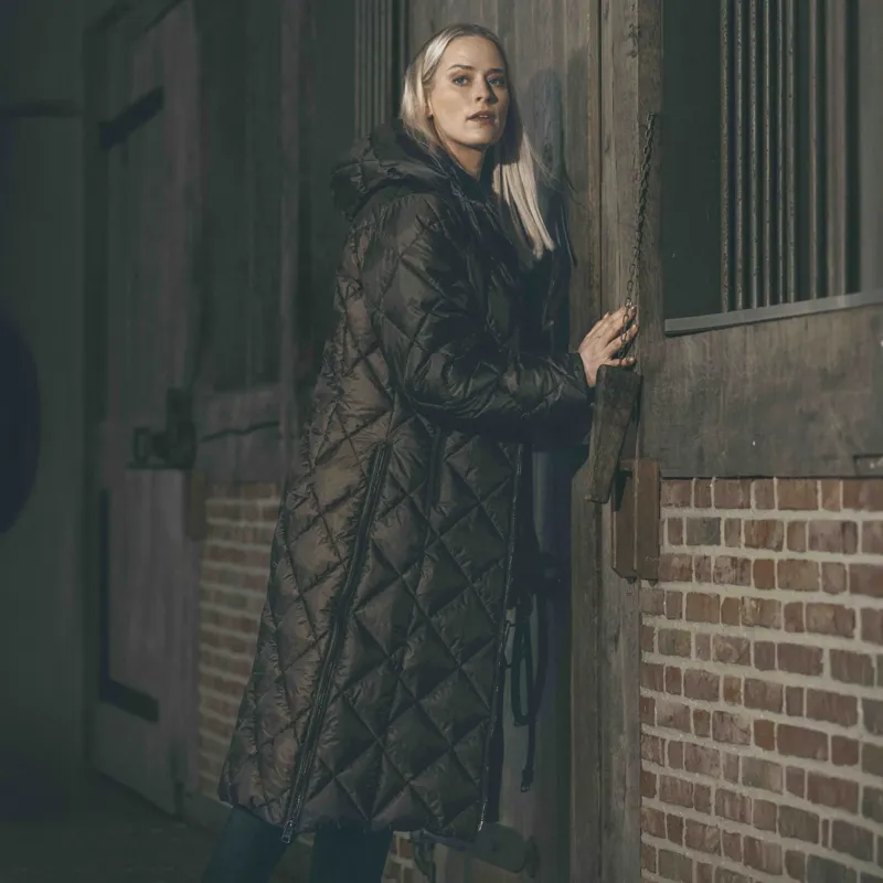 Pikeur Selection 2025 Diamond Quilted Women's Long Coat - Chocolate Brown-3