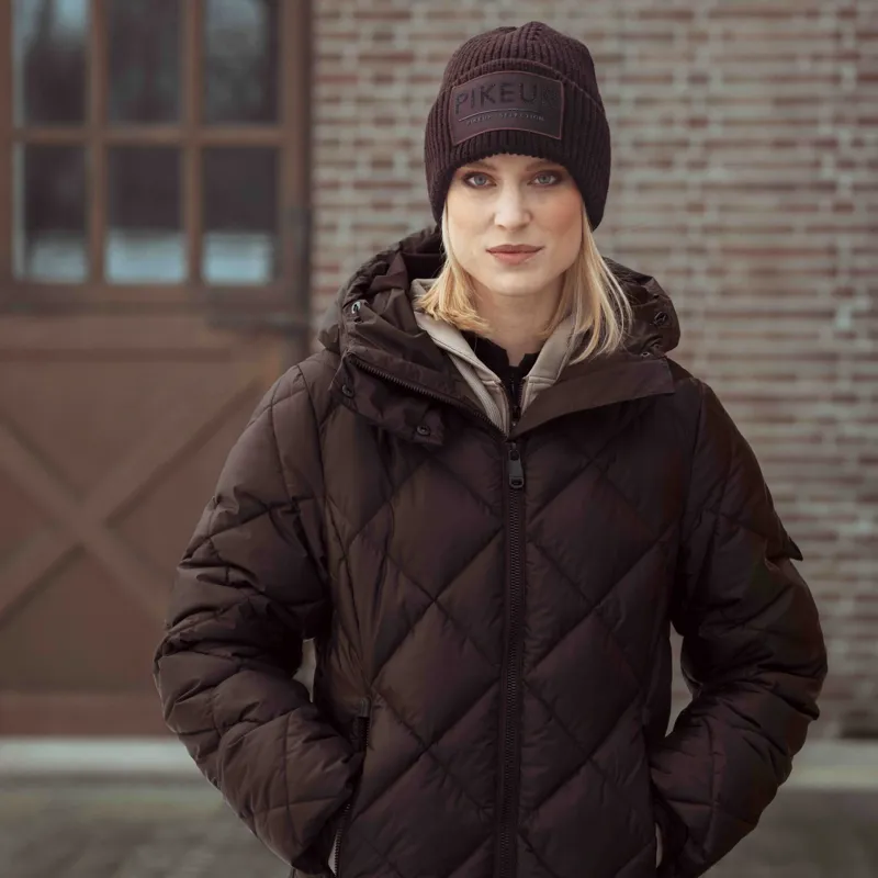 Pikeur Selection 2025 Diamond Quilted Women's Long Coat - Chocolate Brown-2