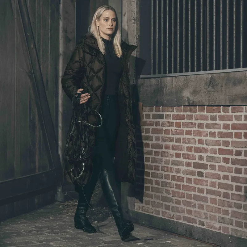Pikeur Selection 2025 Diamond Quilted Women's Long Coat - Chocolate Brown-4