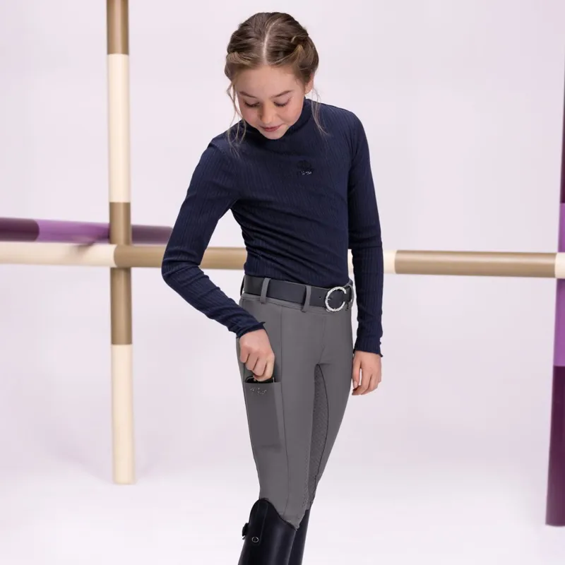 Pikeur Xenia 9306 Full Grip Junior Girls Breeches - Light Grey-3