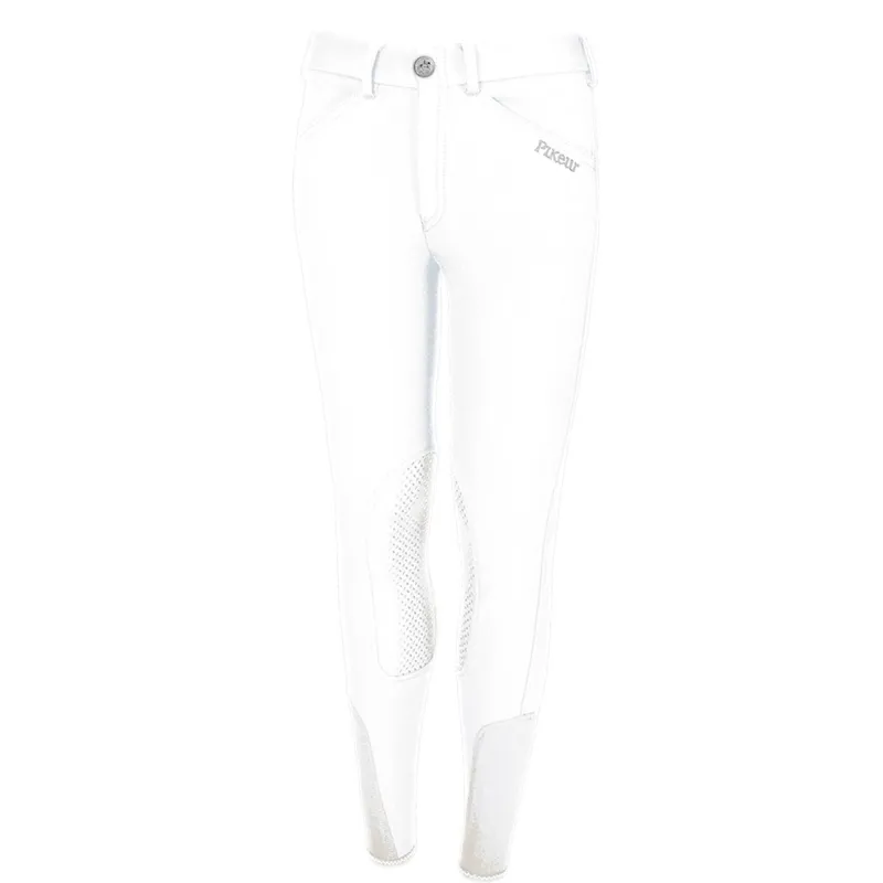 Pikeur Brooklyn Knee Grip Junior Girls Competition Breeches - White-1