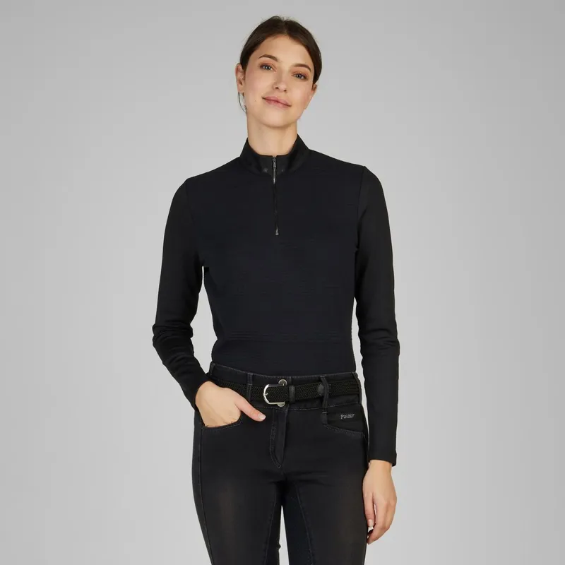 Pikeur Sports Structure 6271 Womens Zip Neck Top - Black-2