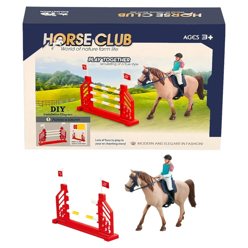 Platinum Agencies Horse and Hurdle Toy Play Set - Cremello
