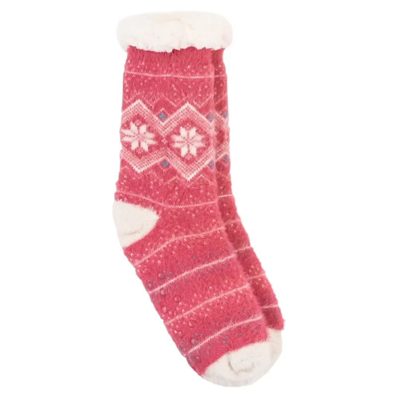 Platinum Sherpa Women's Fluffy Socks - Hot Pink