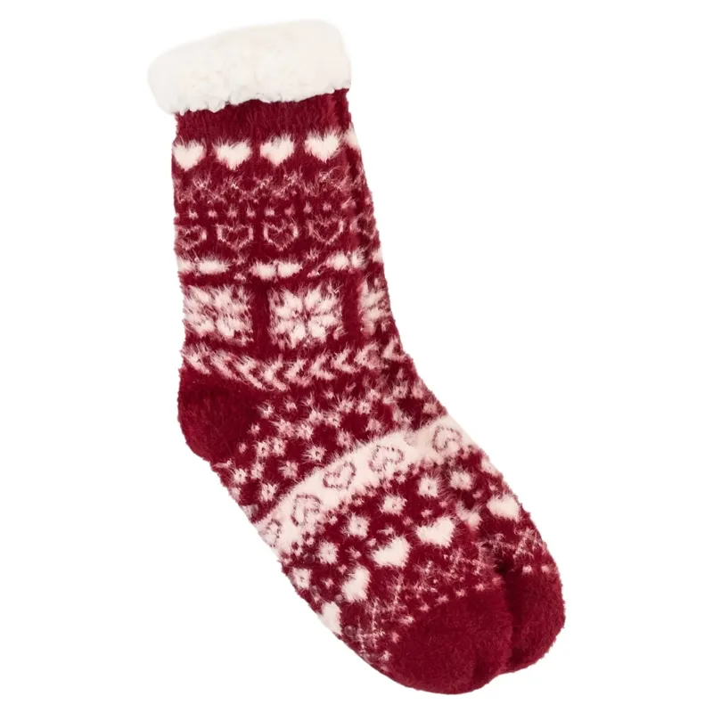 Platinum Sherpa Women's Fluffy Socks - Red