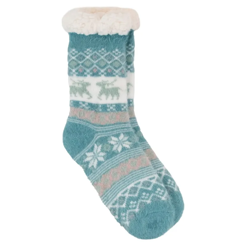 Platinum Sherpa Women's Fluffy Socks - Teal