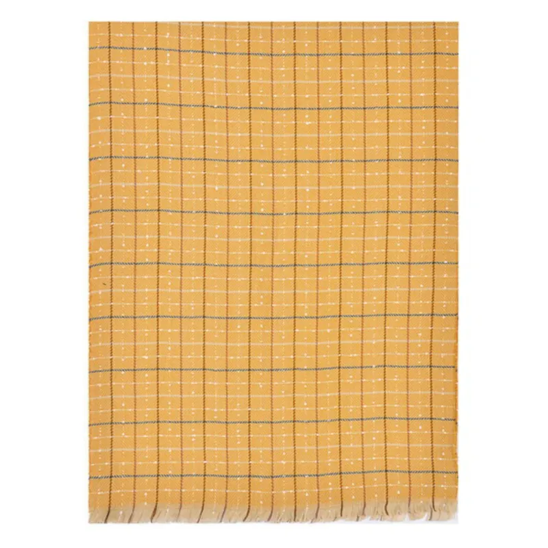 Platinum Lomond Woven Check Scarf - Ochre-2
