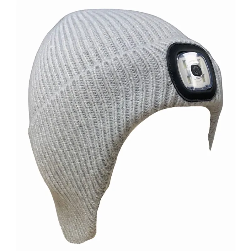 Platinum Arran LED Beanie Hat - Gray