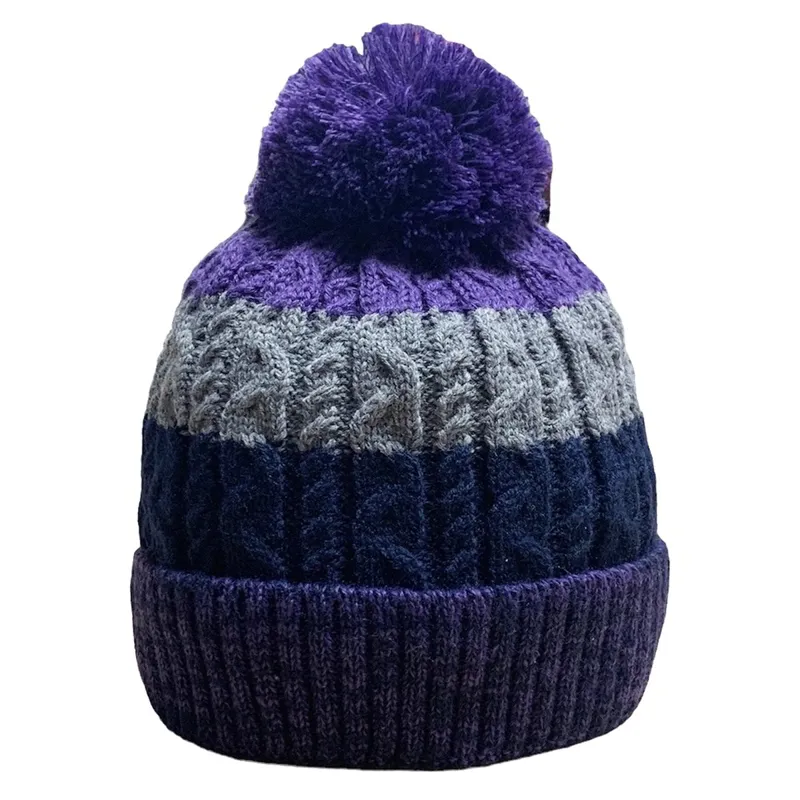 Platinum Ronay Women's Knitted Waterproof Pom Pom Hat - Purple