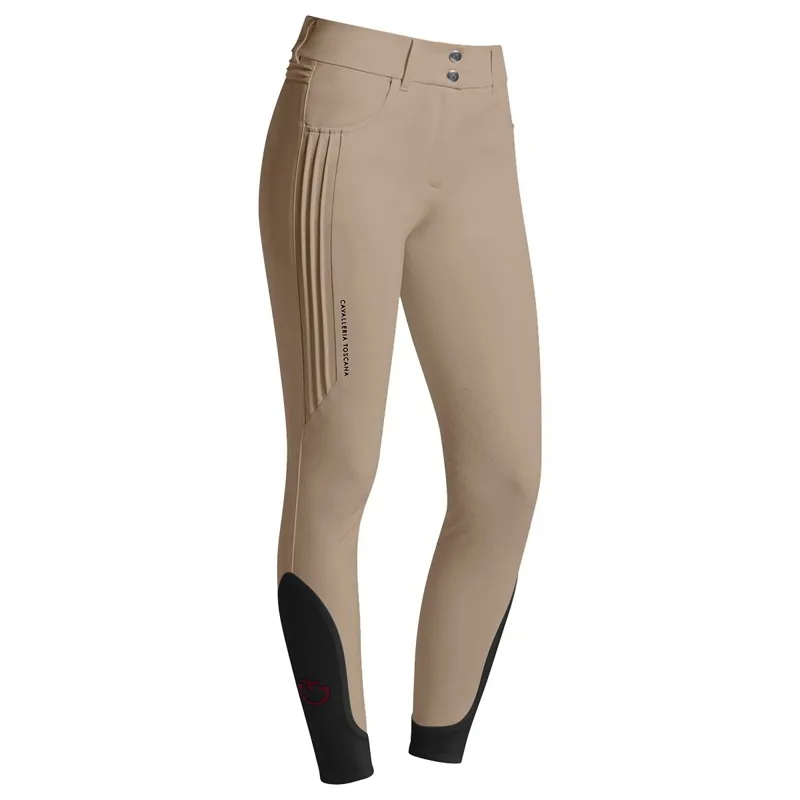 Cavalleria Toscana Womens Pleated Insert Knee Grip Breeches - Walnut