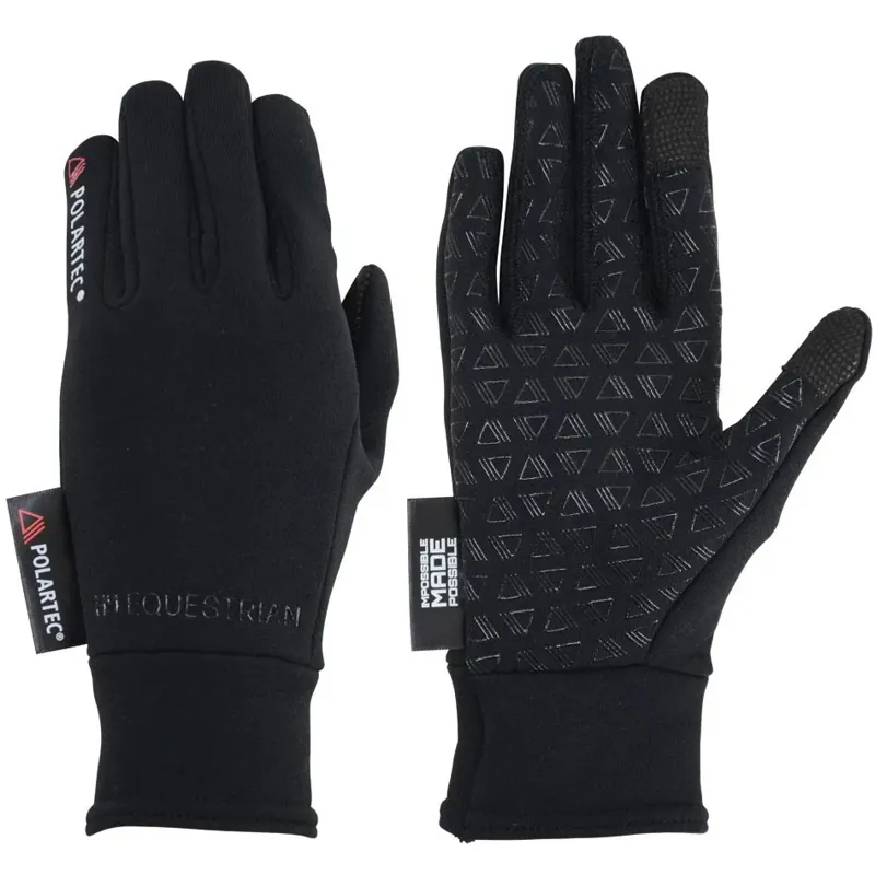 Hy Equestrian Polartec Adult Riding Gloves - Black