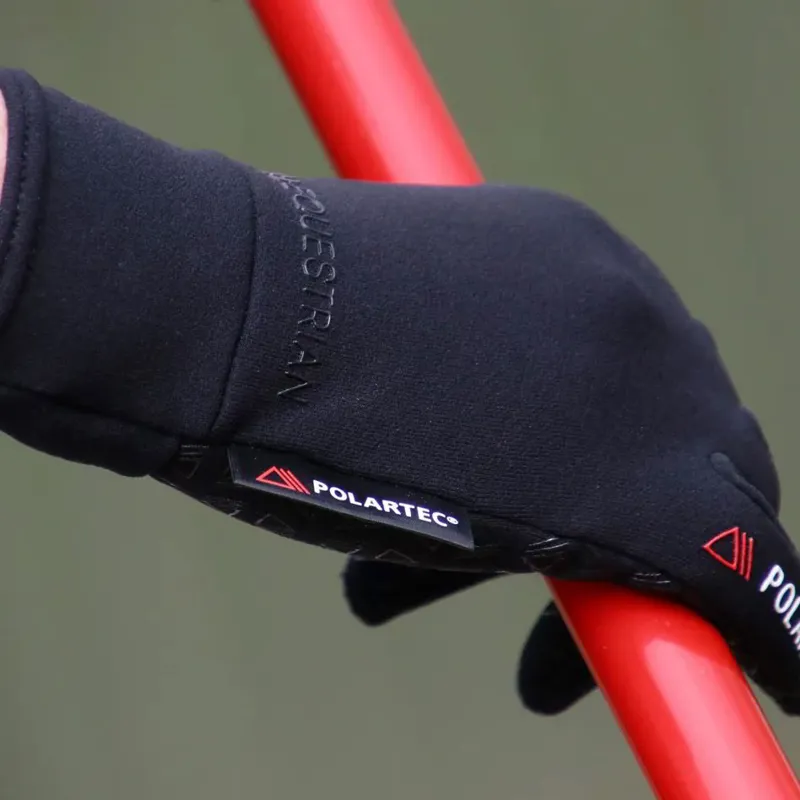 Hy Equestrian Polartec Adult Riding Gloves - Black-1