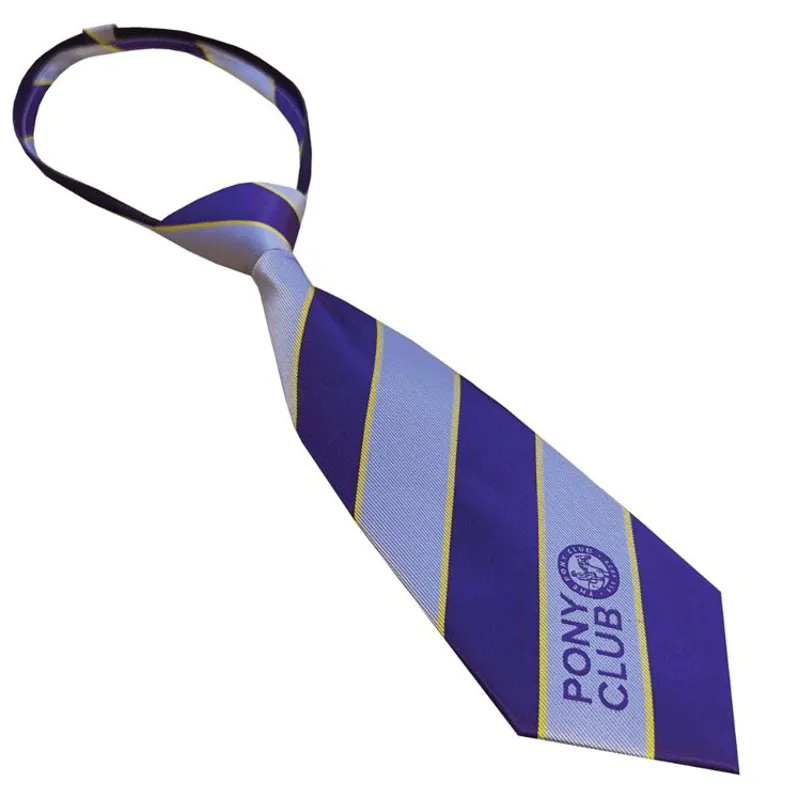 Equetech Official Pony Club Ready Tied Members Tie - Grey/Purple/Gold
