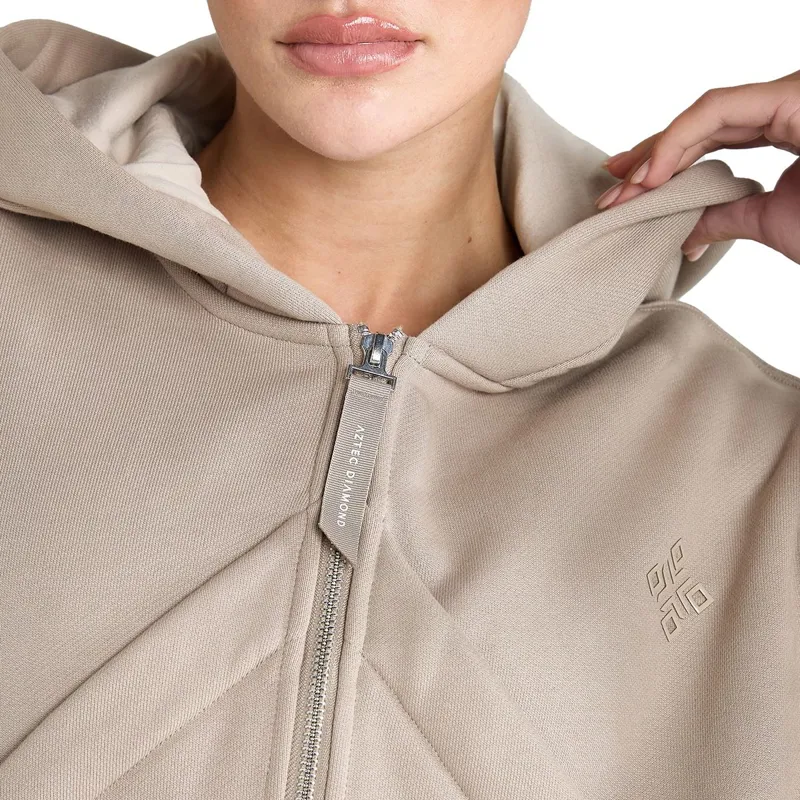 Aztec Diamond Premium Full Zip Women's Hoodie - Nude-5