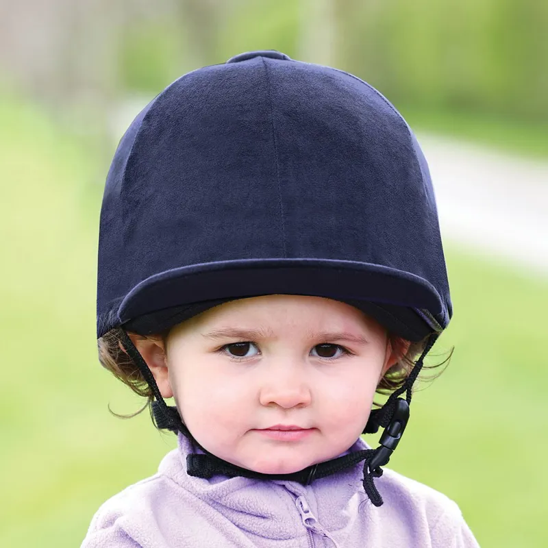 Equetech Premium Velvet Junior Helmet Cover - Navy-2