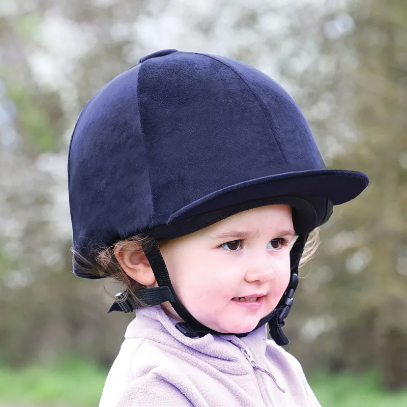 Equetech Premium Velvet Junior Helmet Cover - Navy-3