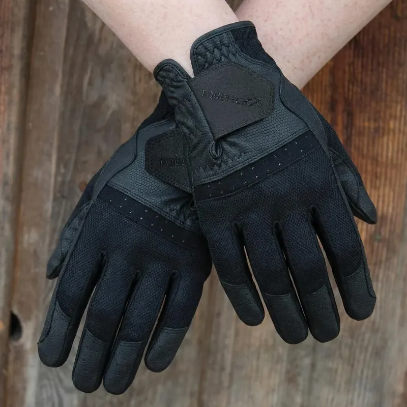 Equetech Pro-Mesh Adult Riding Gloves - Black-3