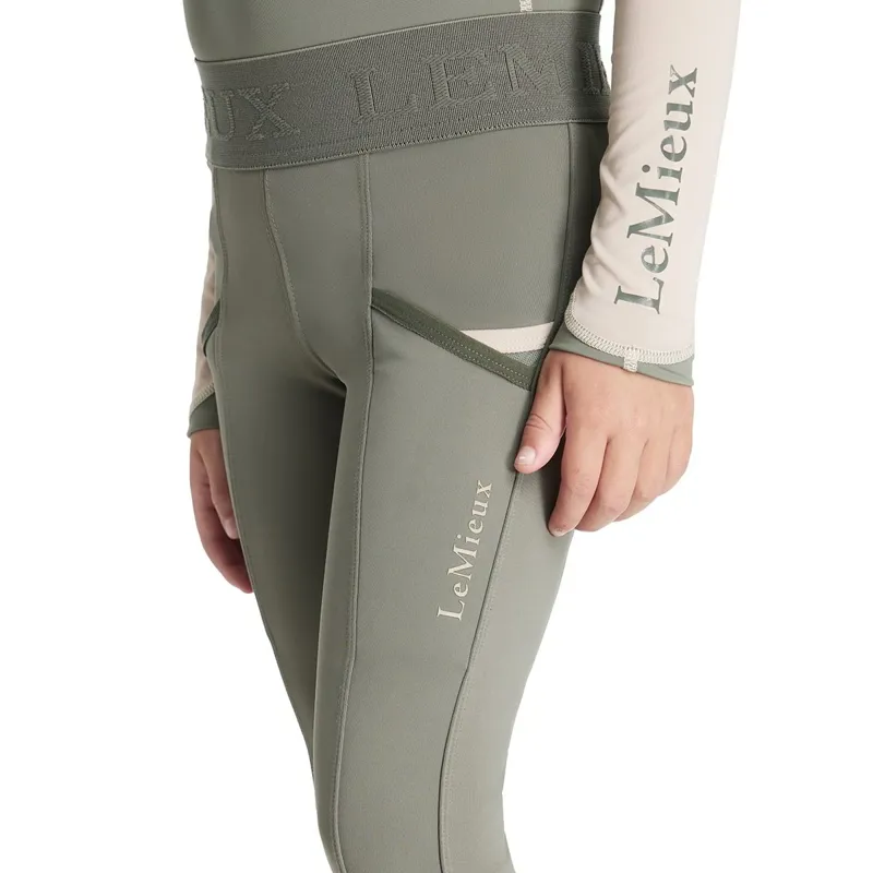 LeMieux Mini Junior Pull On Full Grip Riding Tights - Rosemary-4