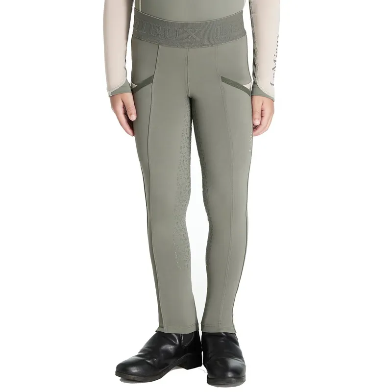 LeMieux Mini Junior Pull On Full Grip Riding Tights - Rosemary