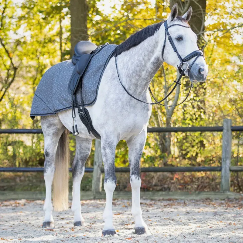 QHP Turnout Collection 1200D Fleece Exercise Sheet - Gray/Reflective-1