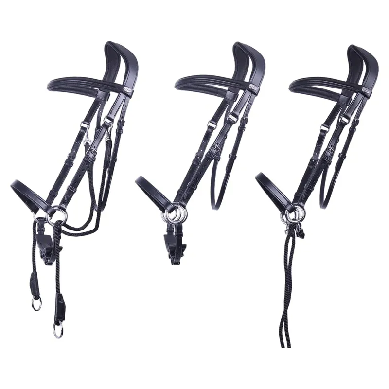 QHP Ceto Anatomical Bitless Bridle with Reins - Black-6