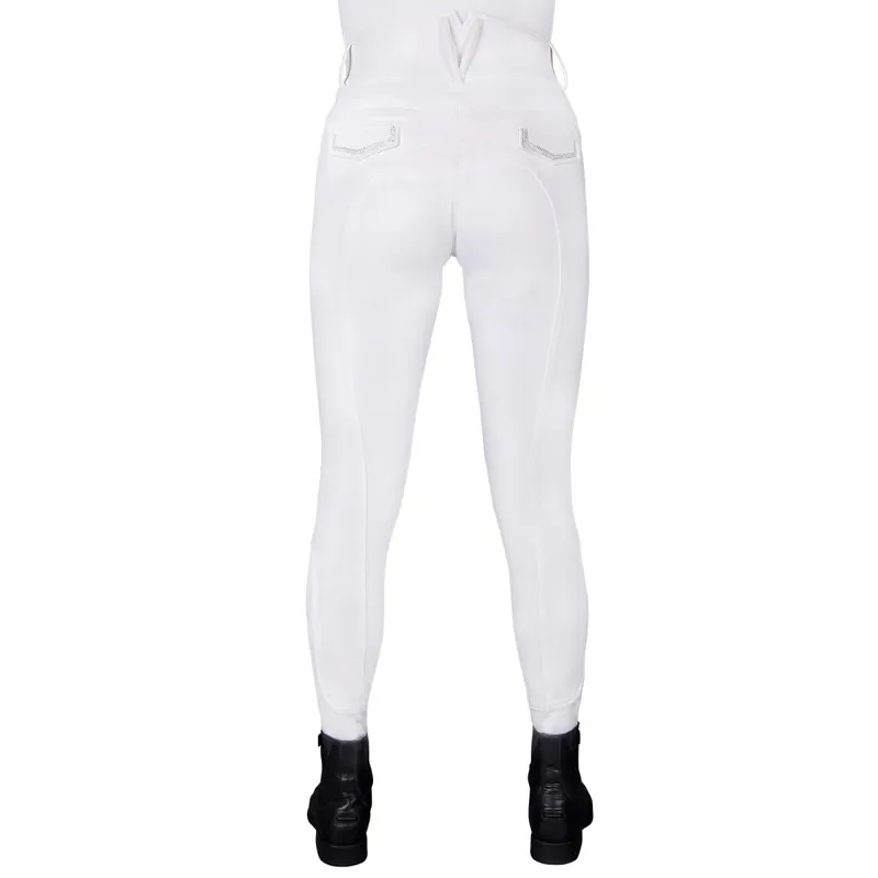 QHP Djune Ladies Full-Grip High Waisted Breeches - White-1