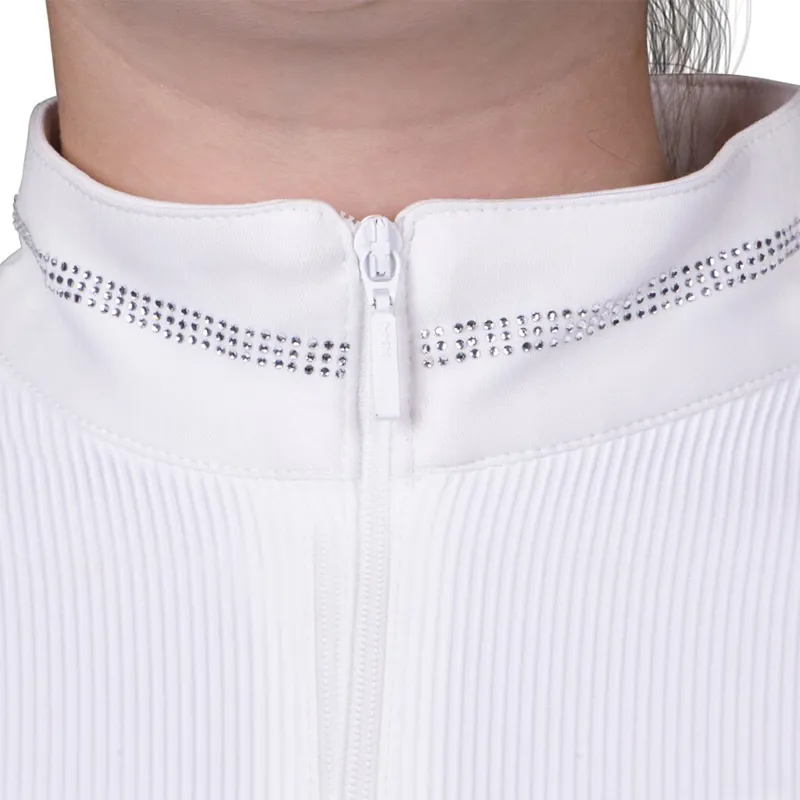 QHP Djune Junior Girls Competition Shirt - White-2