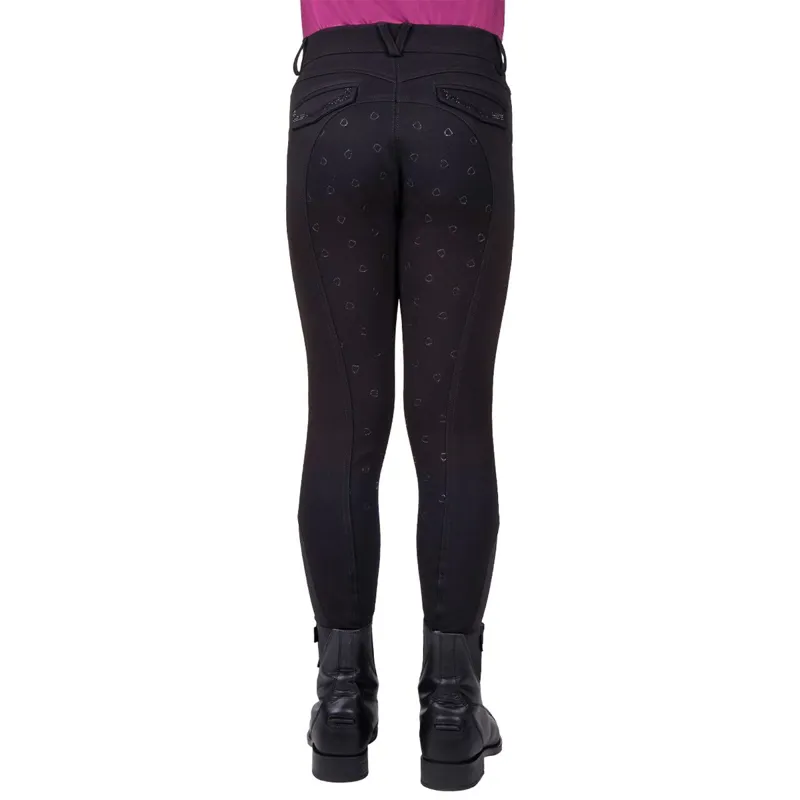 QHP Djune Full Grip High-Waisted Junior Breeches - Black-3