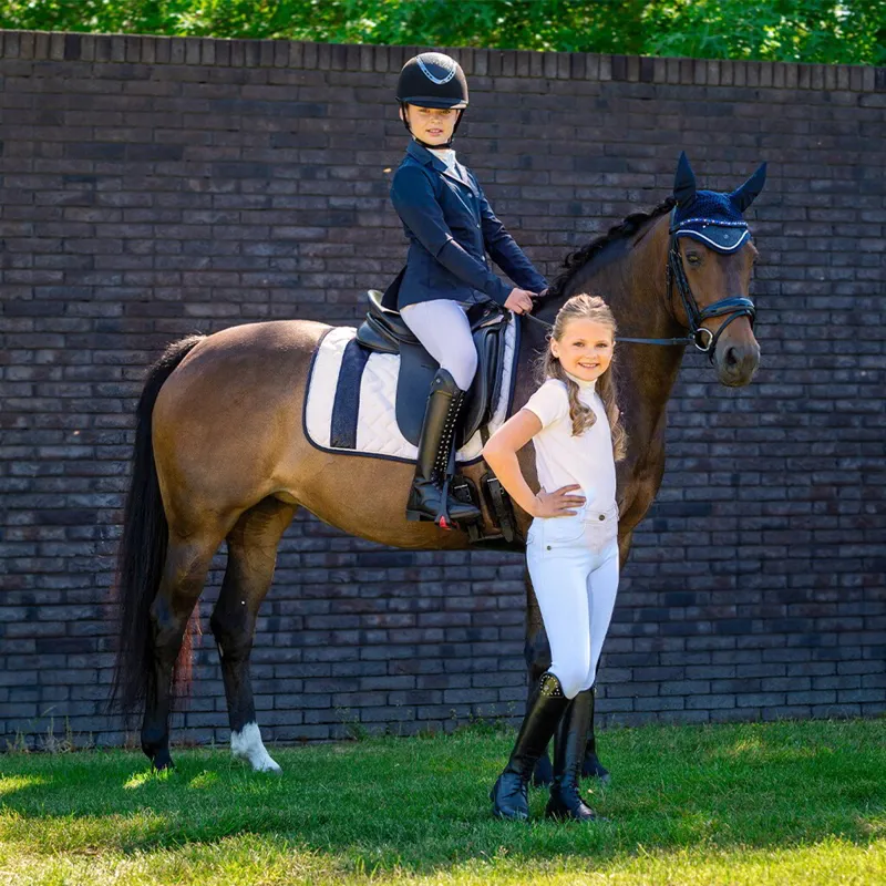 QHP Djune Full Grip High-Waisted Junior Breeches - White-3