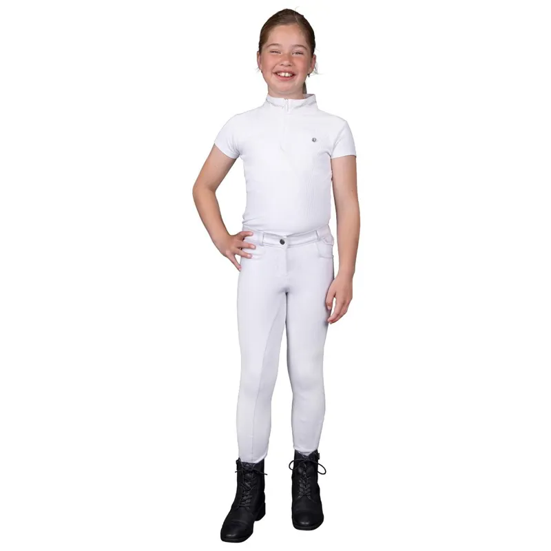 QHP Djune Full Grip High-Waisted Junior Breeches - White-4