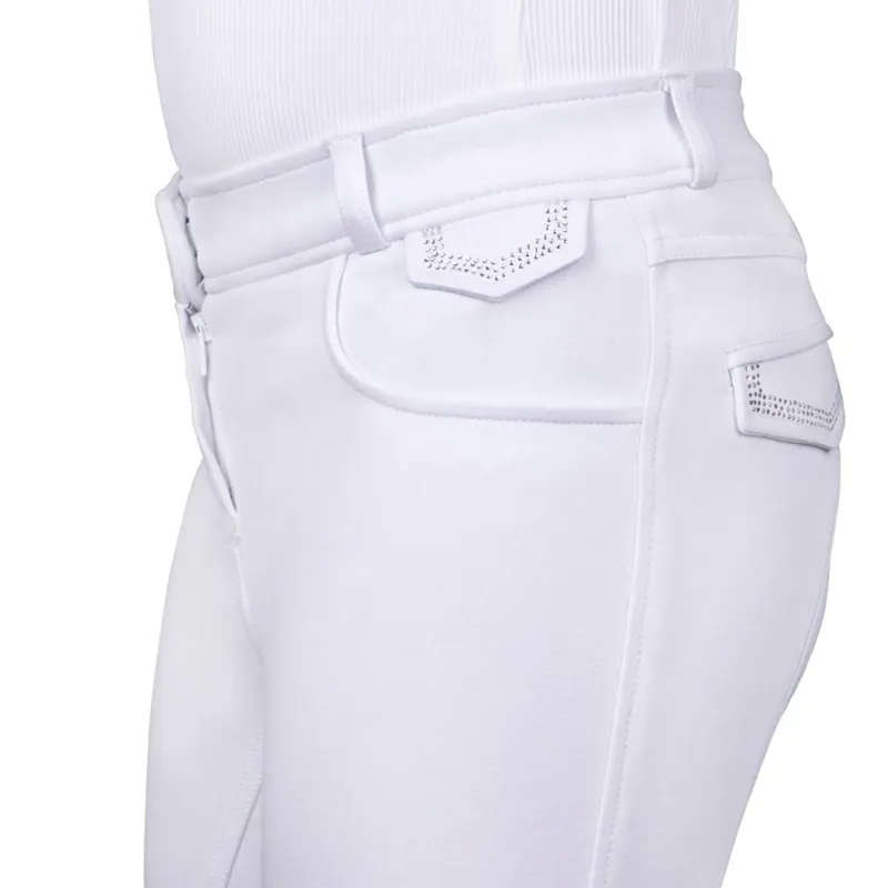QHP Djune Full Grip High-Waisted Junior Breeches - White-7
