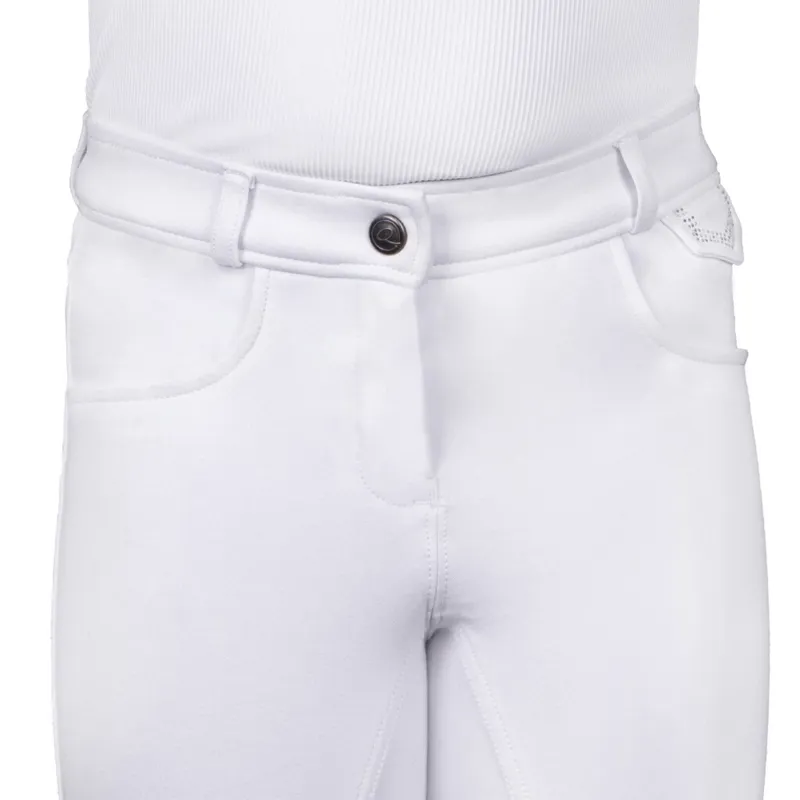 QHP Djune Full Grip High-Waisted Junior Breeches - White-5