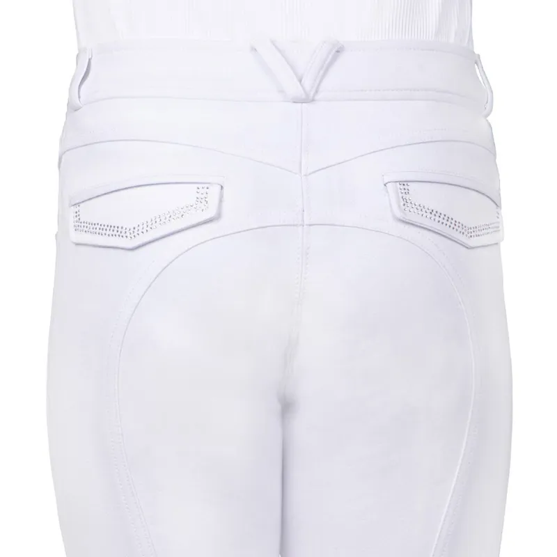 QHP Djune Full Grip High-Waisted Junior Breeches - White-6