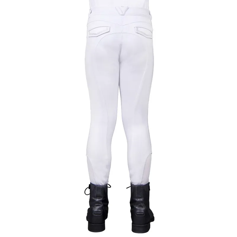 QHP Djune Full Grip High-Waisted Junior Breeches - White-1